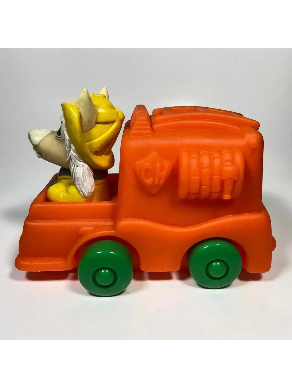 4.75” X 3.5” Vintage Shari Lewis Lamb Chop Rubber Charlie Horse Firetruck